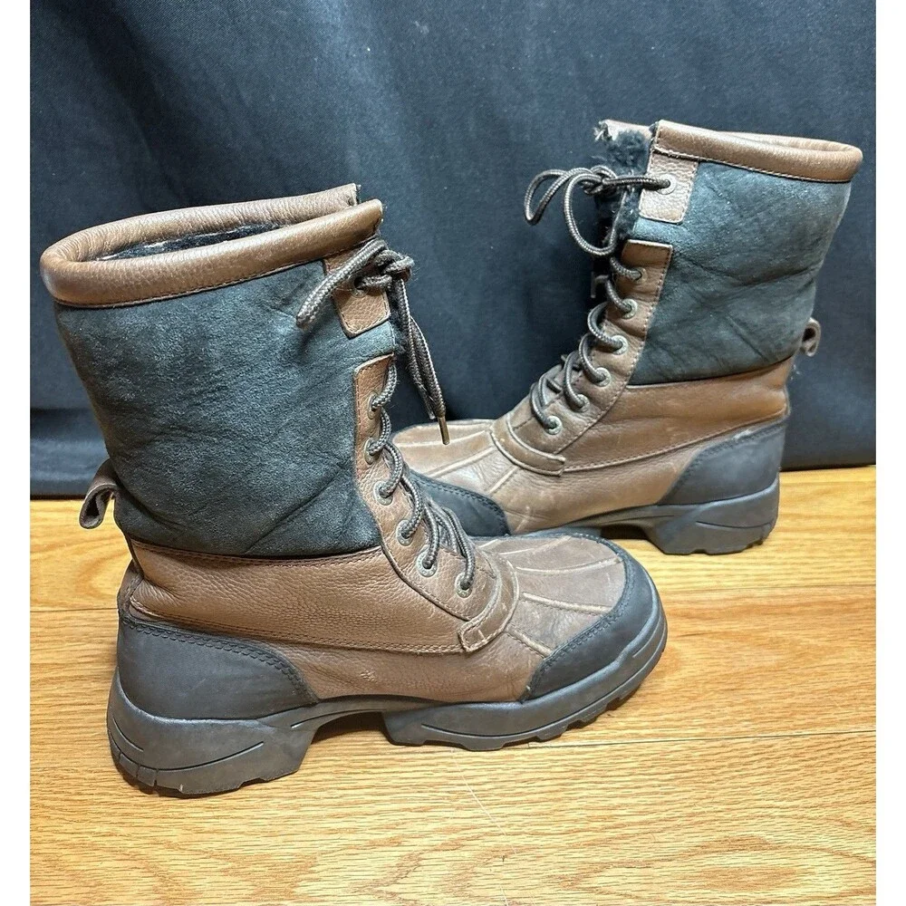 UGG Australia Leather Suede Waterproof Snow Winter Boots Mens Size 8 Sheepskin